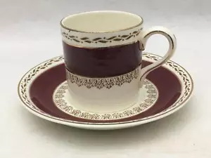 Antique Demitasse Cup & Saucer Crown Ducal Ware Wine Band, Flowers ENGLAND C&S - Picture 1 of 9