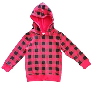 Cotton On Kids Red Black Check Plaid Pullover Hoodie Boy Size 4 - Picture 1 of 6