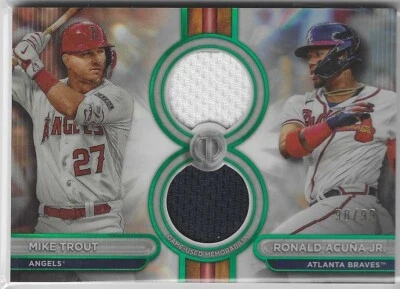 2024 Topps Tribute Green Dual Jersey Relic Trout/Acuna 98/99 #DR2-TA - Image 1 of 2