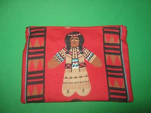 Bolsa de tela con cremallera - Bolsa de maquillaje - Bolsa de almacenamiento - Muñeca india - Hecha a mano - Imagen 1 de 3