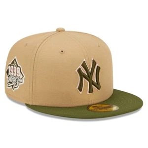 New Era New York Yankees Khaki & Olive 5950 Hat 1999 WS Patch Size 7 5/8 Pink UV - Picture 1 of 5