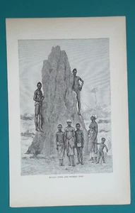 ÁFRICA Guinea Bujago nativos antes del enorme nido de hormigas - impresión antigua de 1892 - Imagen 1 de 1