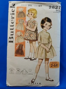 Vintage Butterick 2827 Girls Basic Dress Jacket Apron Size 6X UNCUT - Picture 1 of 7