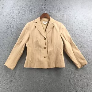 Talbots Blazer Womens 8P Beige Striped Long Sleeve Collared Button Front Casual - Picture 1 of 14