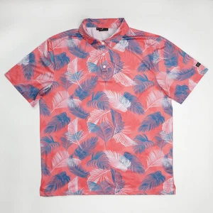 Polo Yatta Golf Uomo XL Rosa Blu Palm Bay Stampa Hawaiana Floreale Elasticizzata - Foto 1 di 14