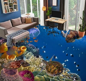 3D Purple Jellyfish K1186 Floor WallPaper Murals Wallpaper Mural Print Luna 2024 - Picture 1 of 11