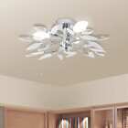 Ceiling Lamp White & Transparent Acrylic  Leaf Arms 3 E14 Bulbs