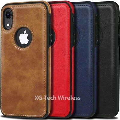 For Apple iPhone X Xs XR Max Shockproof Leather Premium Case Ultra Slim Cover - Image 1 of 4