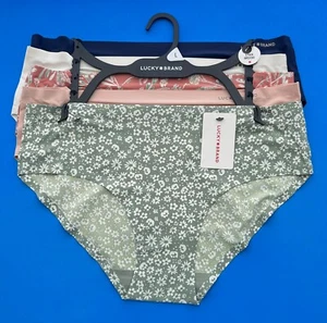 Lucky Brand 5 pack Size L No Show Laser Cut Nylon Hipsters Panties Bonded Edge - Picture 1 of 5