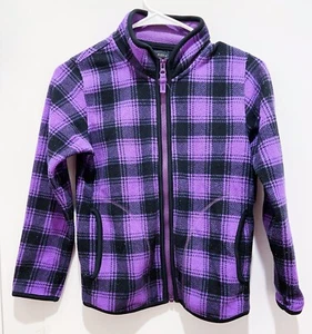 Kids Boys Uniqlo Purple Plaid Fleece Zip-up Cardigan Size 10(140) - Picture 1 of 5