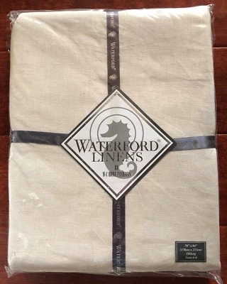 Waterford ADDISON Tablecloth 70" x 84" CREAM Linen OBLONG Seats 8 MSRP $150 NWT - Image 1 of 4