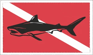 Bull Shark on Dive Flag Decal / Sticker 200-2 - Picture 1 of 1