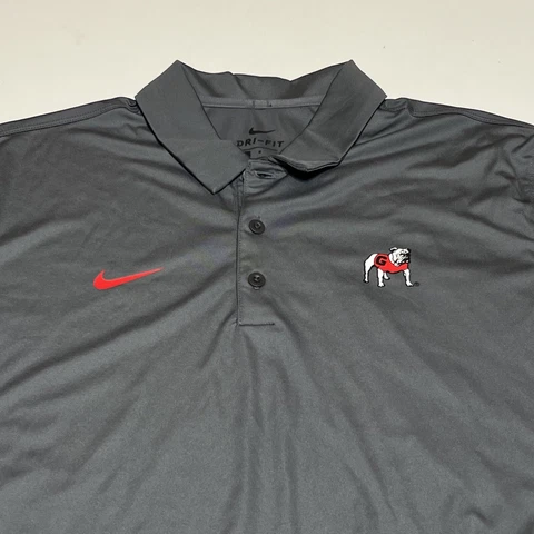 Nike Dri Fit Polo Shirt UGA Bulldogs Men’s Size L Gray Short Sleeve Cover