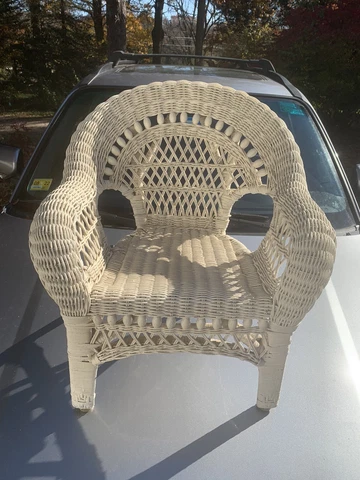Antique White Wicker Child's or Doll's Chair Cover