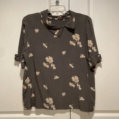 Conjunto Falda/Blusa De Colección Mezcla Seda Gris Marfil Floral Talla 12 Años 90 80 Foto 1 de 4