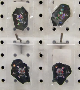 4 juegos de vuelos holográficos de cráneo y tibias cruzadas de forma delgada para dardos - Imagen 1 de 2
