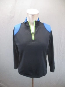ASICS Size M (10-12) Kids Unisex BLK 1/2 Zip Stand Collar Athletic Pullover 163 - Picture 1 of 10