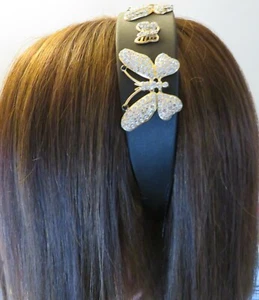 LUPITA Vintage Headband Butterfly Black  Rhinestone Gold  HapaChico - Picture 1 of 12