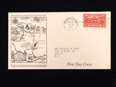 NY SYRACUSE AUG 3 1927 FDC #644 FIRST HARRIS HUNT CACHET - Image 1 of 2