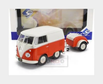 1:18 SOLIDO Volkswagen T1 Van Kool Combi +Trailer 1950 Orange White SL1810902 - Immagine 1 di 2