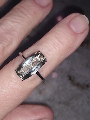 ANILLO SOLITARIO PRASIOLITA MONTEZUMA EN PLATINO/PLATA, 5,05 CTS, TALLA 9  Foto 1 de 4