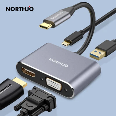 USB C to 4K HDMI VGA Adapter Type C Hub USB 3.0 PD Charging for MacBook Pro Air - Image 1 of 4