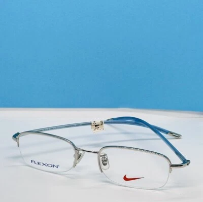 Nike 4047AF 049 50-19-140 Medio Borde Flexon Anteojos Monturas Plateado Azul Nuevo Foto 1 de 4