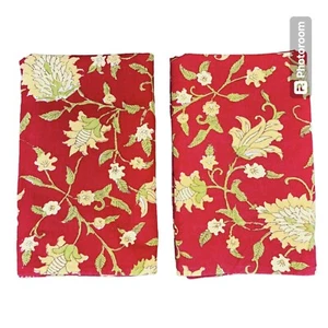 Pottery Barn 2 Pillow Shams Euro 25"x 27" Colette Vanessa Linen Blend Red Floral - Picture 1 of 5