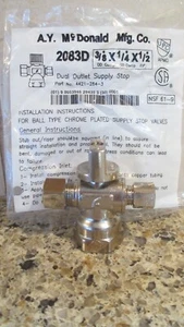 AY McDonald, 2083D, 4421-284-3, 3/8" per 1/4" per 1/2" arresto alimentazione doppia presa - Foto 1 di 6