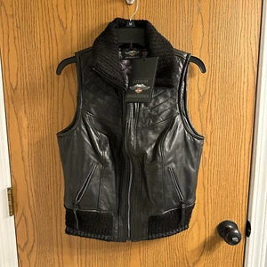 Nuevo Chaleco Harley-Davidson Mujer Fawnridge Cuero Negro 97029-19VW Pequeño S - Imagen 1 de 13