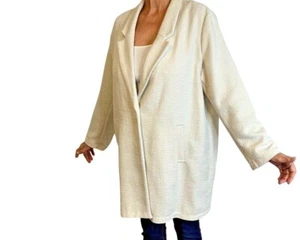 Old Navy Womens XXL Textured Cream Coat Single Button Closure Pockets C41 - Picture 1 of 11