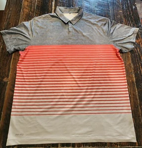 2015 NIKE TIGER WOODS STRIPED BUTTON POLO MEN'S Sz XXL *Tiny Hole See Pics* - Picture 1 of 7
