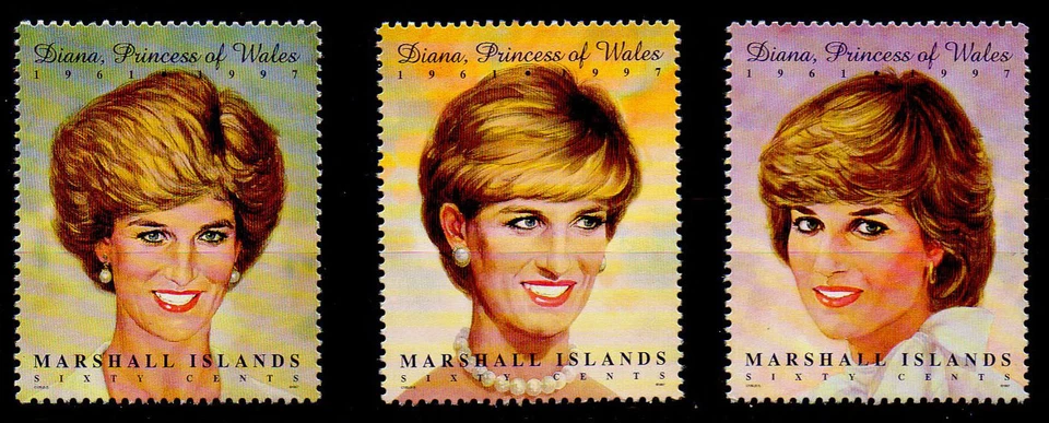 ISLAS MARSHALL, SCOTT # 645, JUEGO DE 3 SELLOS DIANA PRINCESA DE GALES, MNH Foto 1 de 1