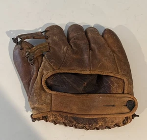 Vintage Antique Bob Johnson Leather Split Finger Baseball Glove Mitt - Picture 1 of 14