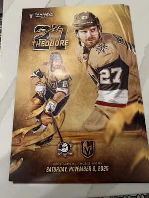 Плакат игровой Vegas Golden Knights vs Anaheim Ducks 11/8/25 - Ши Теодор - Изображение 1 из 2