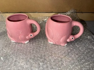 Vintage Pink Ceramic Dinosaur Mugs* Made In Japan* Rare Look! - Picture 1 of 6