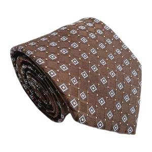 IZOD Brown Geometric Men's Designer Silk Necktie Jacquard Fabric 58x3.5" - Picture 1 of 5