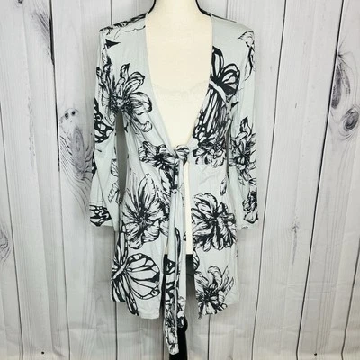 Cárdigan Largo Cabi Front Tie Talla M Azul Tejido Floral Plumero Ligero Foto 1 de 4