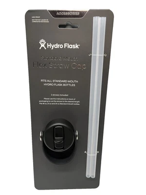 Hydro Flask Standard Mouth Flex Straw Cap Lid & 2-Straw Set - NEW In Package