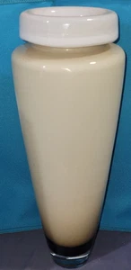 Vintage Vase mundgeblasen weiß beige braun klar Kunstglas Sommerso groß - Bild 1 von 3