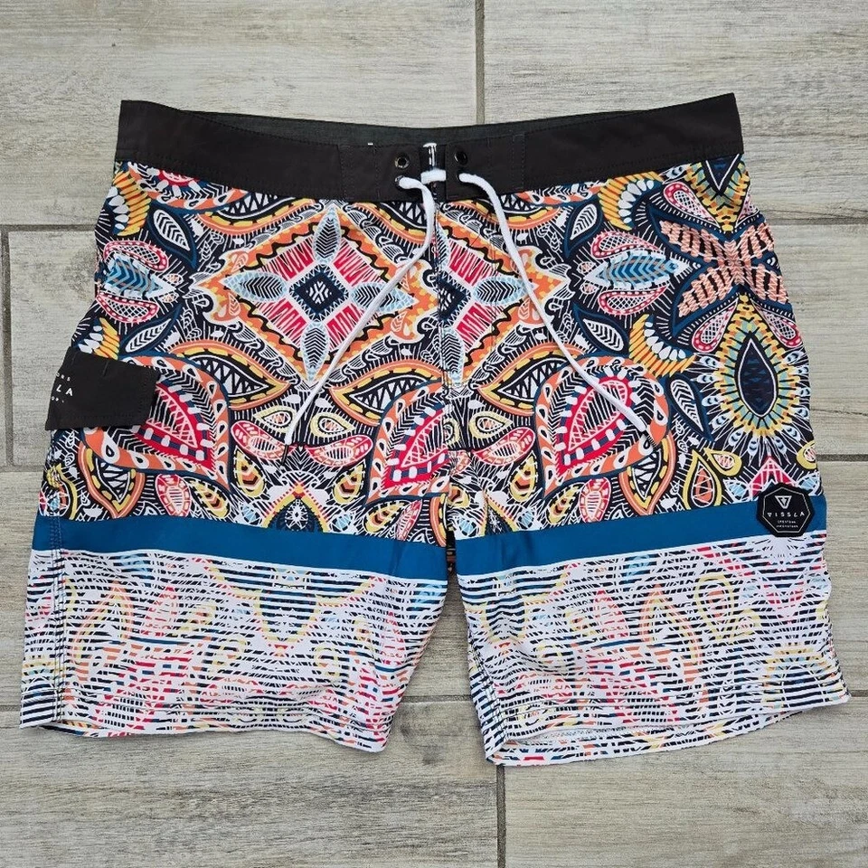 Pantalones Cortos de Tabla Hebilla X Vissla Paisley Multicolor Para Hombre Piscina Playa Resort Playa 36 Foto 1 de 4