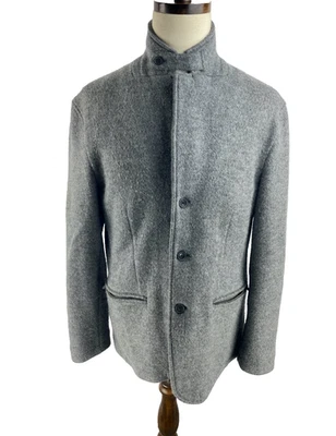 J. Hilburn Mens 43L Overcoat Button Collar Jacket Wool Trench Zip Pockets - Image 1 of 4