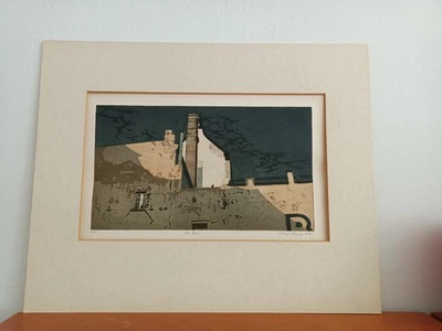 Farbradierung, Die Risse, 1975 handsigniert vom Künstler Norbert Behrend - Bild 1 von 2