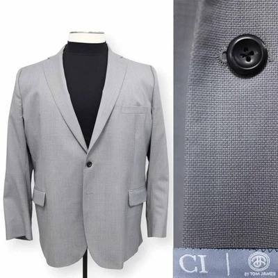 TOM JAMES IMAGEN CORPORATIVA Hombre Gris Sólido Abrigo Deportivo Traje Chaqueta Blazer 52 54 L Foto 1 de 4