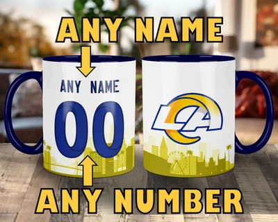 CUSTOMIZABLE Los Angeles Rams Skyline Jersey Mug - Any Name/Number - 11 oz. - Image 1 of 4
