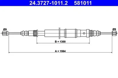 Cable del freno de mano 24.3727-1011.2 ATE para RENAULT 19 I 19 I Chamade 19 II - Imagen 1 de 4
