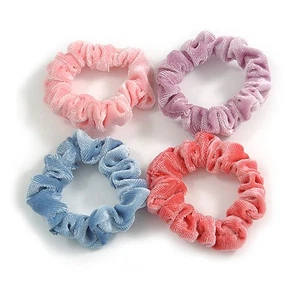 4er Pack Pastell Rosa/Blau/Lila/Koralle Samt Haar Scrunchies - Medium - Bild 1 von 6