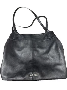 Nine West Negro Doble Mango Sólido Talla 11H X 11L Cuero - Imagen 1 de 12