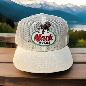 Mack Trucks All Mesh Vintage Rare All White Truckers Hat Louisville MFG. CO. - Picture 1 of 15