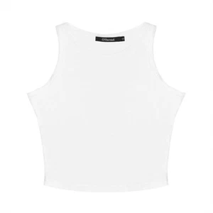 OThread & Co. Women's Basic Crop Tops Stretchy Casual Crew Neck Sleeveless Cr... - Picture 1 of 9